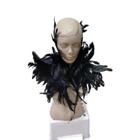 Nagy fekete tollgallér, jelmezkiegészítő - ÚJ