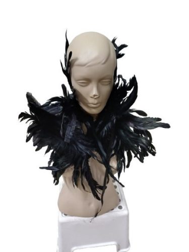 Nagy fekete tollgallér, jelmezkiegészítő - ÚJ
