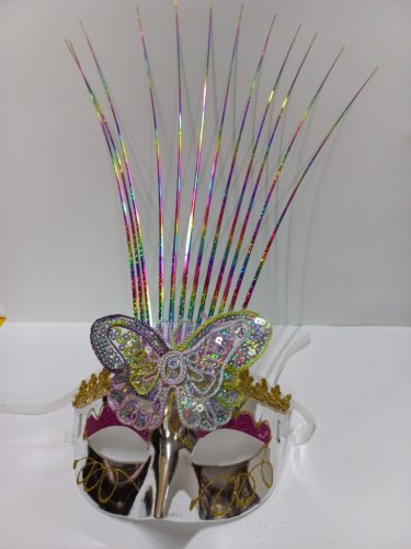 Ezüst pillangós, lepkés karneváli szemmaszk, maszk, álarc - ÚJ