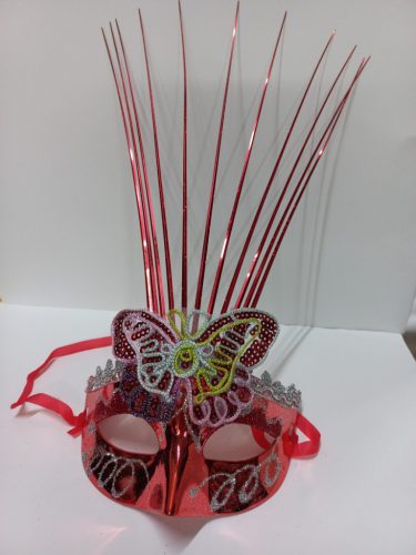 Piros pillangós, lepkés karneváli szemmaszk, maszk, álarc - ÚJ