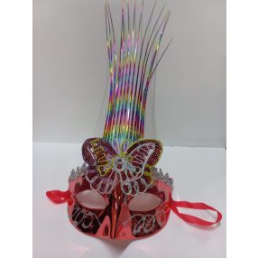   Piros-sárga pillangós, lepkés karneváli szemmaszk, maszk, álarc - ÚJ