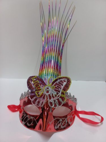 Piros-sárga pillangós, lepkés karneváli szemmaszk, maszk, álarc - ÚJ