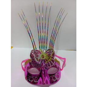   Pink-sárga pillangós, lepkés karneváli szemmaszk, maszk, álarc - ÚJ