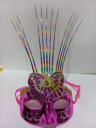 Pink-sárga pillangós, lepkés karneváli szemmaszk, maszk, álarc - ÚJ