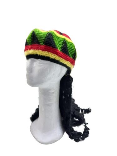 Horgolt hajas afrikai jelmezsapka, raszta haj sapkával (felnőtt méret)