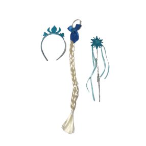   Kék jelmezkiegészítő szett, 3 db-os (fonat, pálca, korona)  - Frozen, Jégvarázs - ÚJ