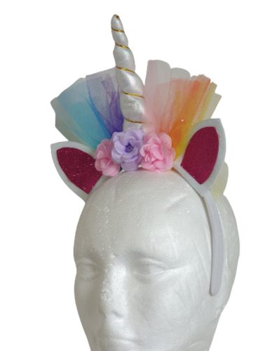 Fehér világítós fejre tehető unikornis szarv - ÚJ