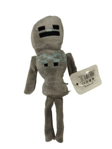 18 cm-es szürke csontváz plüss figura, kulcstartó - Minecraft - ÚJ