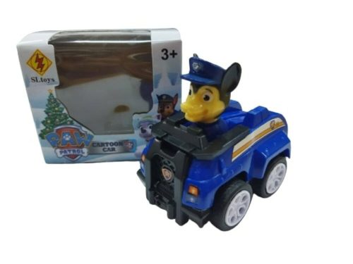 Chase kutya rendőrautóval, dobozban - Cartoon Car - Paw Patrol - Mancs Őrjárat - ÚJ