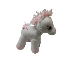 Plüss fehér póni, lovacska, kb 35 cm (kicsit foltos)