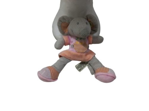 20 cm-es szürke egérke, egér plüss figura ruhában (kicsit használtabb)