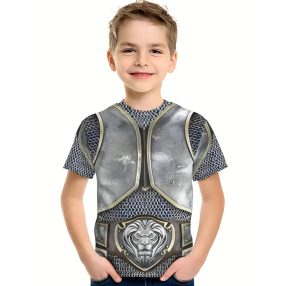   140-es ezüst lovagi mintájú póló, jelmeznek is jó - ÚJ