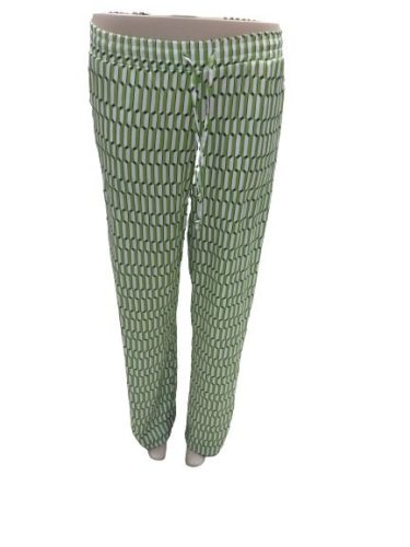 Női XS-es (34-es) zöld mintás egyenes szabású, bő szárú nadrág, hippi, retro jelmezhez is jó - Amisu - ÚJ