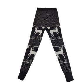   Női M-L-es piros rénszarvasos karácsonyi kötött leggings - ÚJ