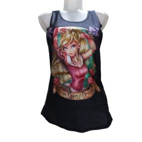   Női fekete hercegnő ujjatlan póló, halloweenra is jó - Disney Hercegnők - ÚJ