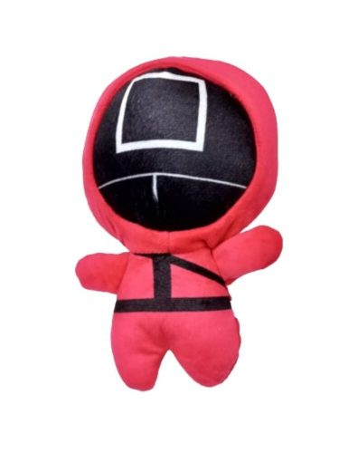 18 cm-es piros plüss, négyszög maszkkal - Squid Game - ÚJ