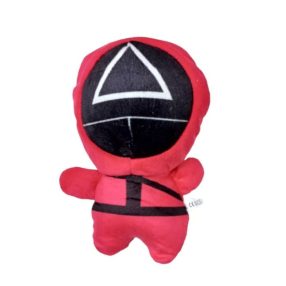   18 cm-es piros plüss, háromszög maszkkal - Squid Game - ÚJ