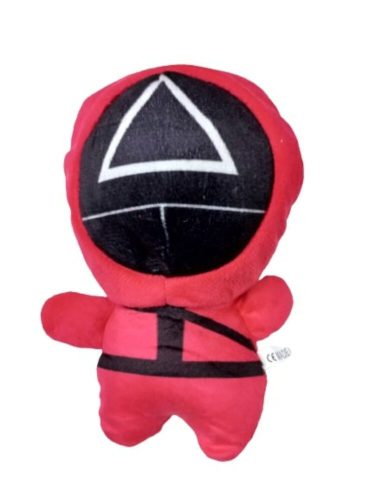 18 cm-es piros plüss, háromszög maszkkal - Squid Game - ÚJ