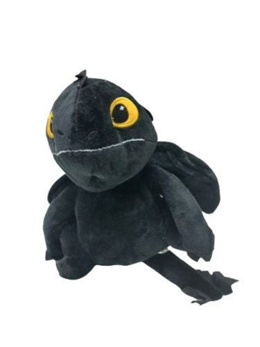 28 cm-es fekete sárkány plüss - Így neveld a sárkányod - ÚJ