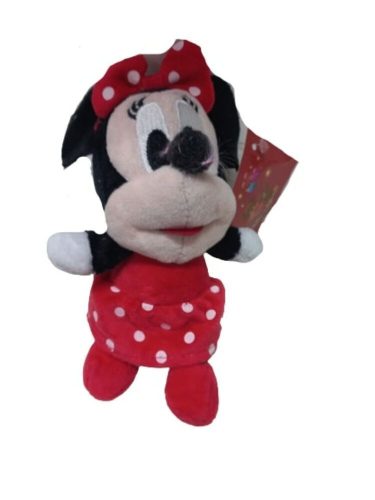 14 cm-es Minnie Egér prios ruhás, kulcstartós plüss - ÚJ