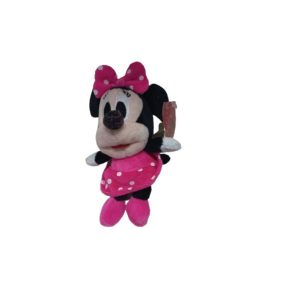   14 cm-es Minnie Egér rózsaszín ruhás, kulcstartós plüss - ÚJ