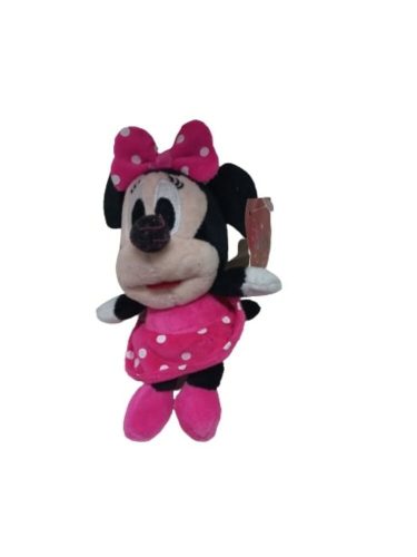 14 cm-es Minnie Egér rózsaszín ruhás, kulcstartós plüss - ÚJ
