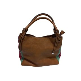 Barna oldalt színes csíkos női oldaltáska - ÚJ